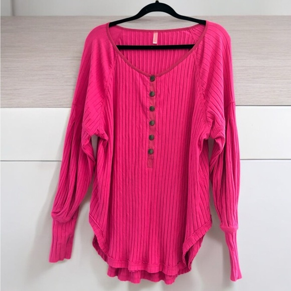 Free People Movement Bella Layer Ribbed Henley Top. - Picture 3 of 6